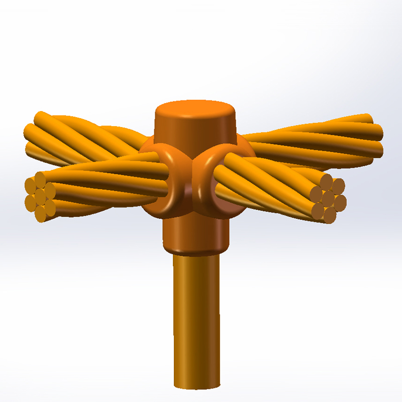 DW14 Vertical Cross-Type Multi-Conductor to Ground Rod Welding Mold (Four-Way Connection)