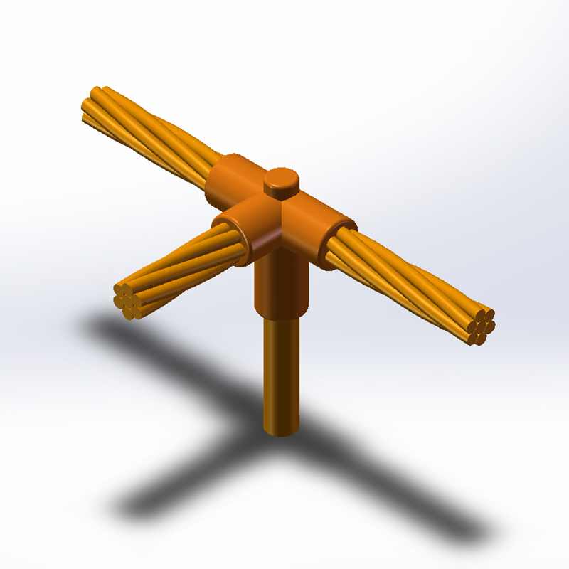 DW5 Vertical T-Type Multi-Conductor to Ground Rod Welding Mold (Three-Way Connection)